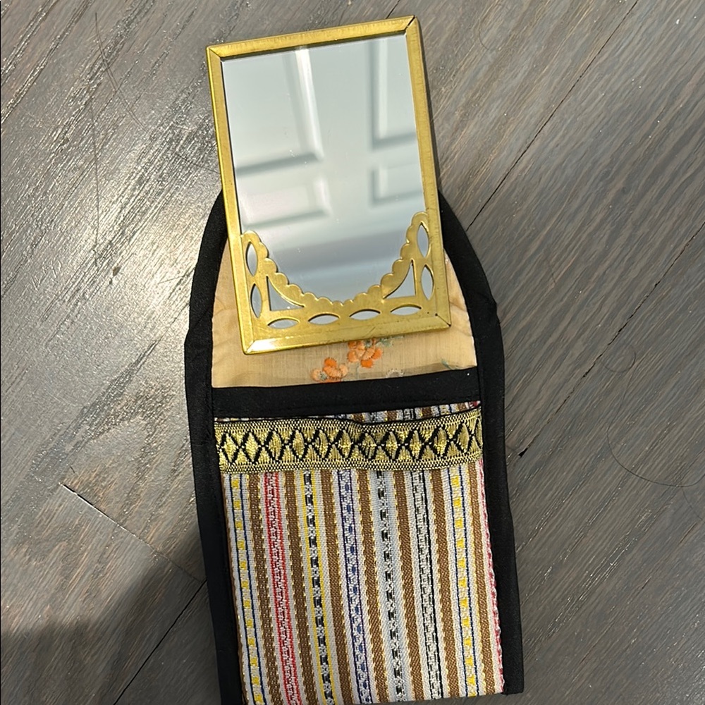 Embroidered Fabric Pouch with Cute mirror y.